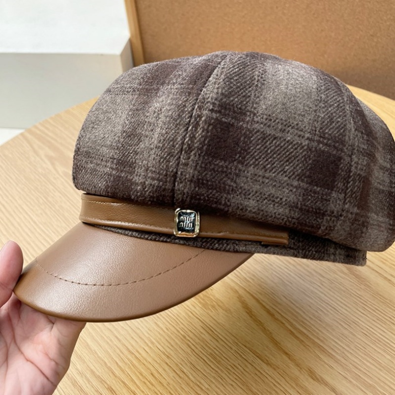 New PU Leather Patchwork Grid  - Outdoor Sport Hat ulasan dan harga