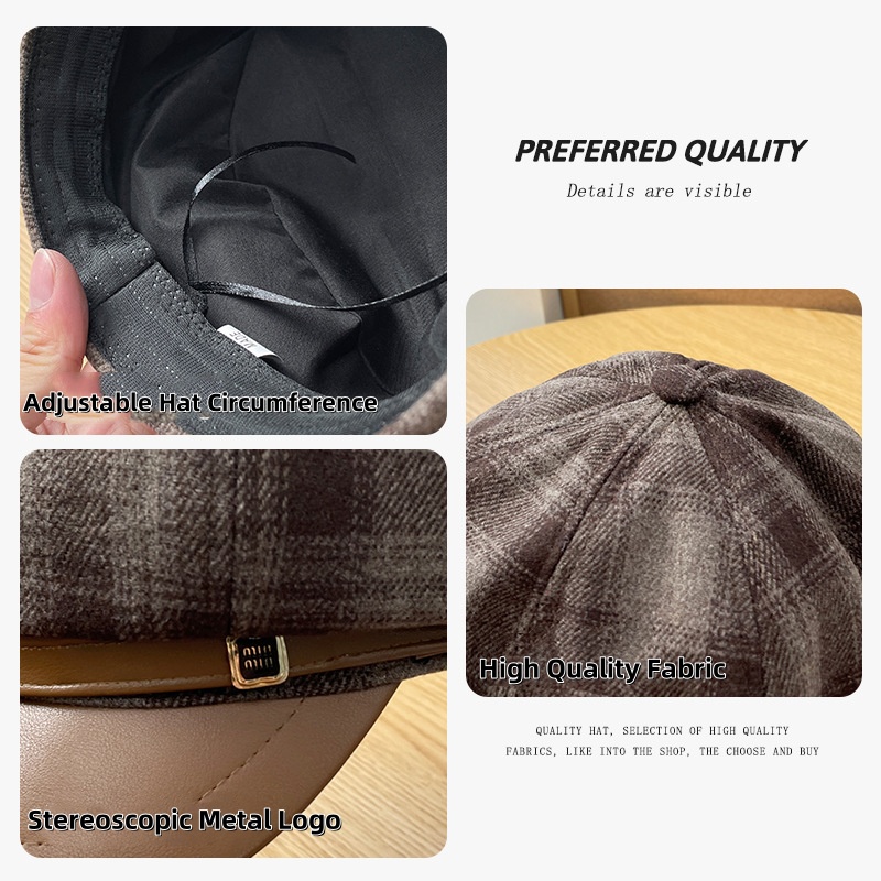 New PU Leather Patchwork Grid  - Outdoor Sport Hat ulasan dan harga