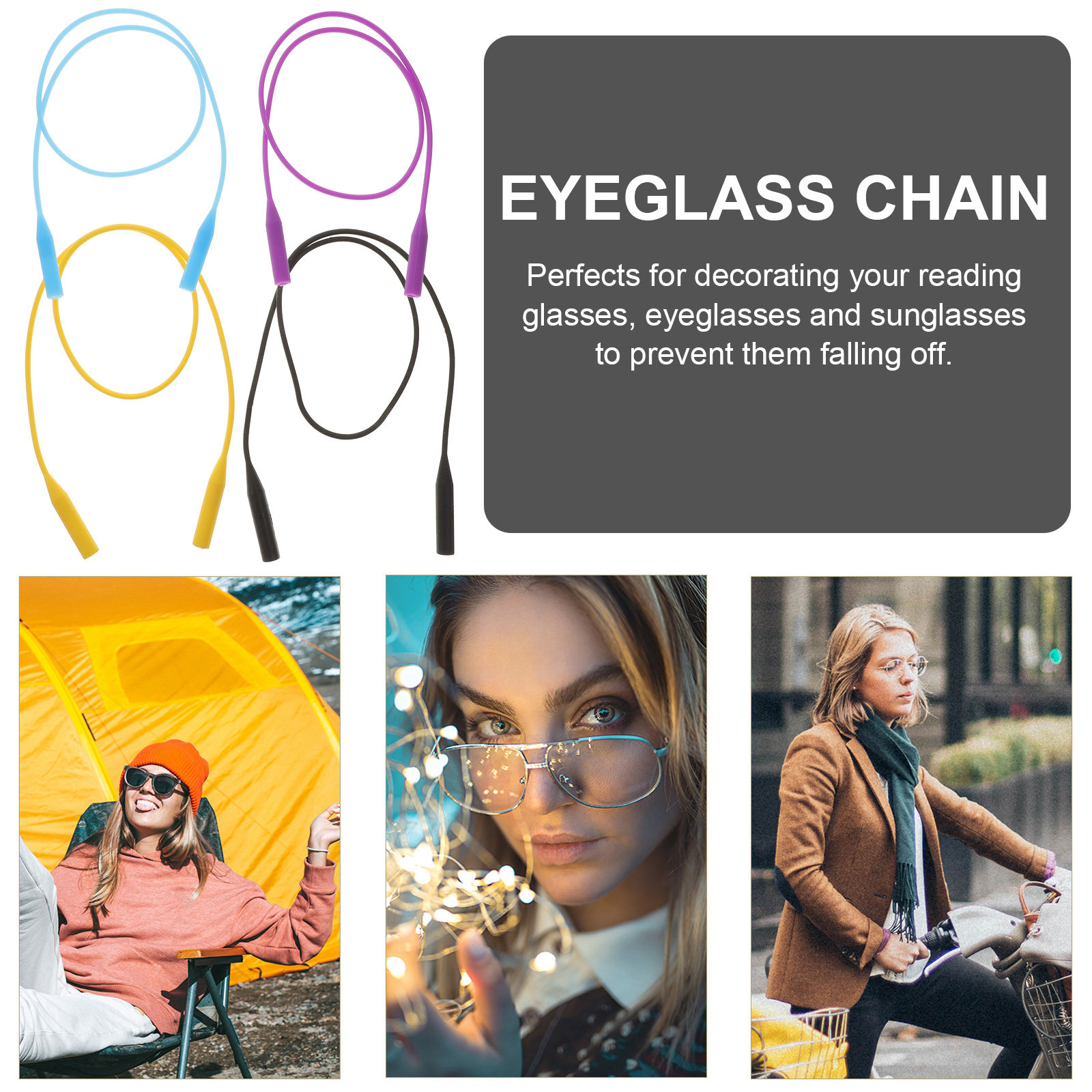 4Pcs Non-Slip Eyeglass Chain H - Outdoor Sport Using A Bike ulasan dan harga