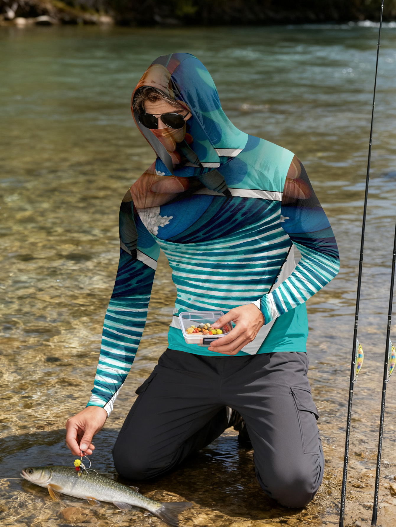 Fishing hooded sweatshirt men' - Outdoor Sport Is ulasan dan harga