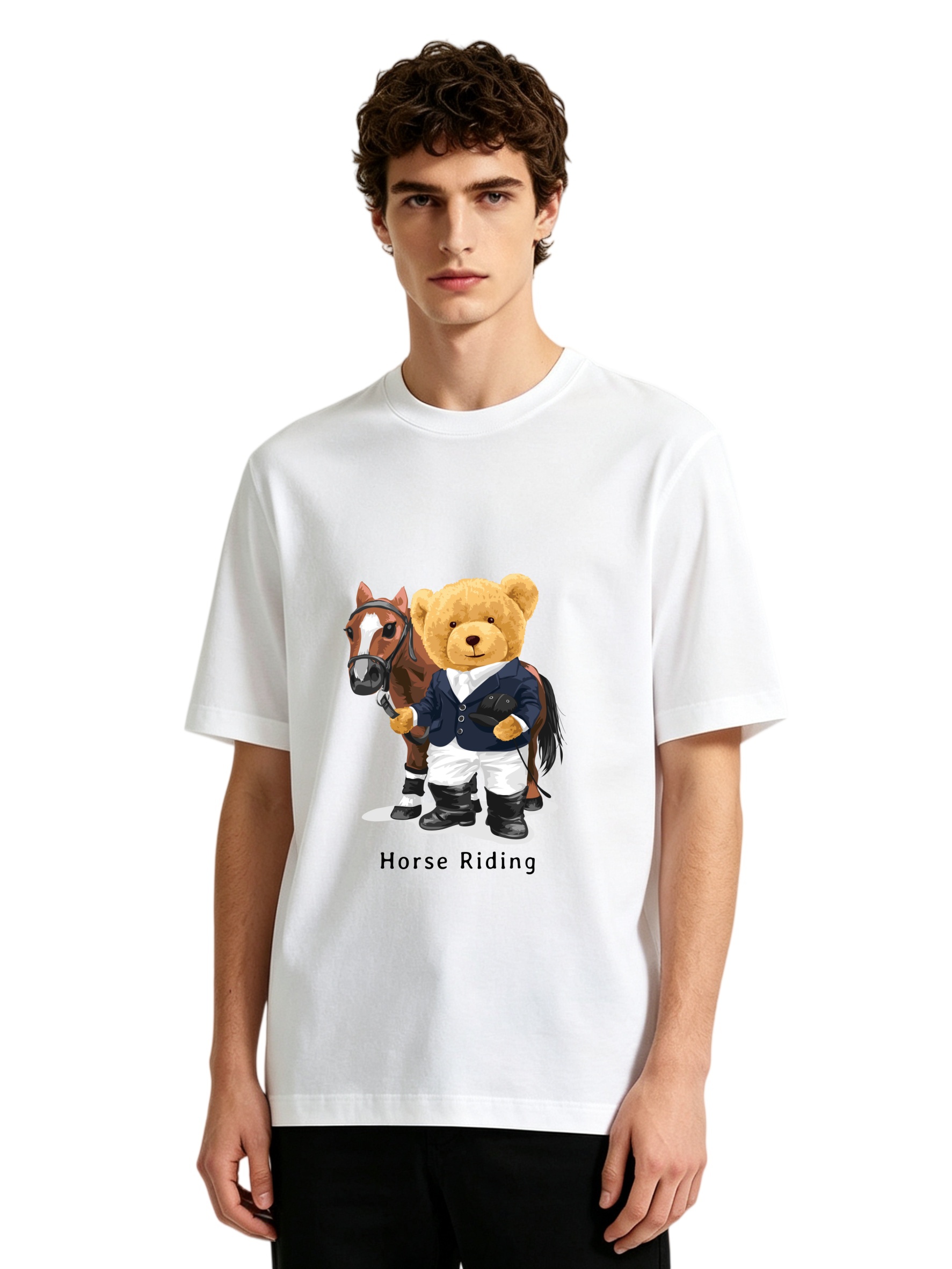 Men's Horse Riding Teddy Bear  - Polo Shirt Equestrian ulasan dan harga