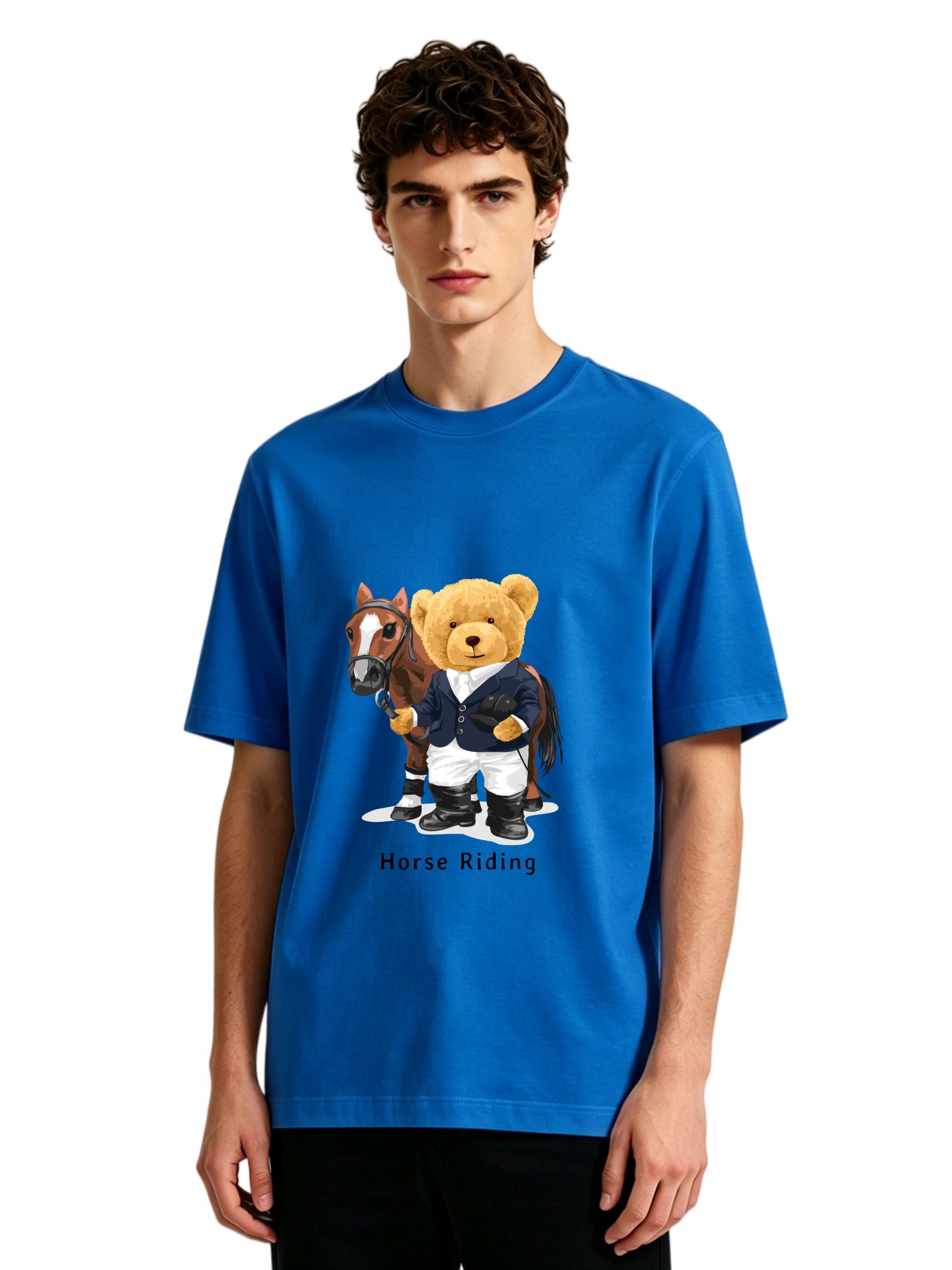 Men's Horse Riding Teddy Bear  - Polo Shirt Equestrian ulasan dan harga
