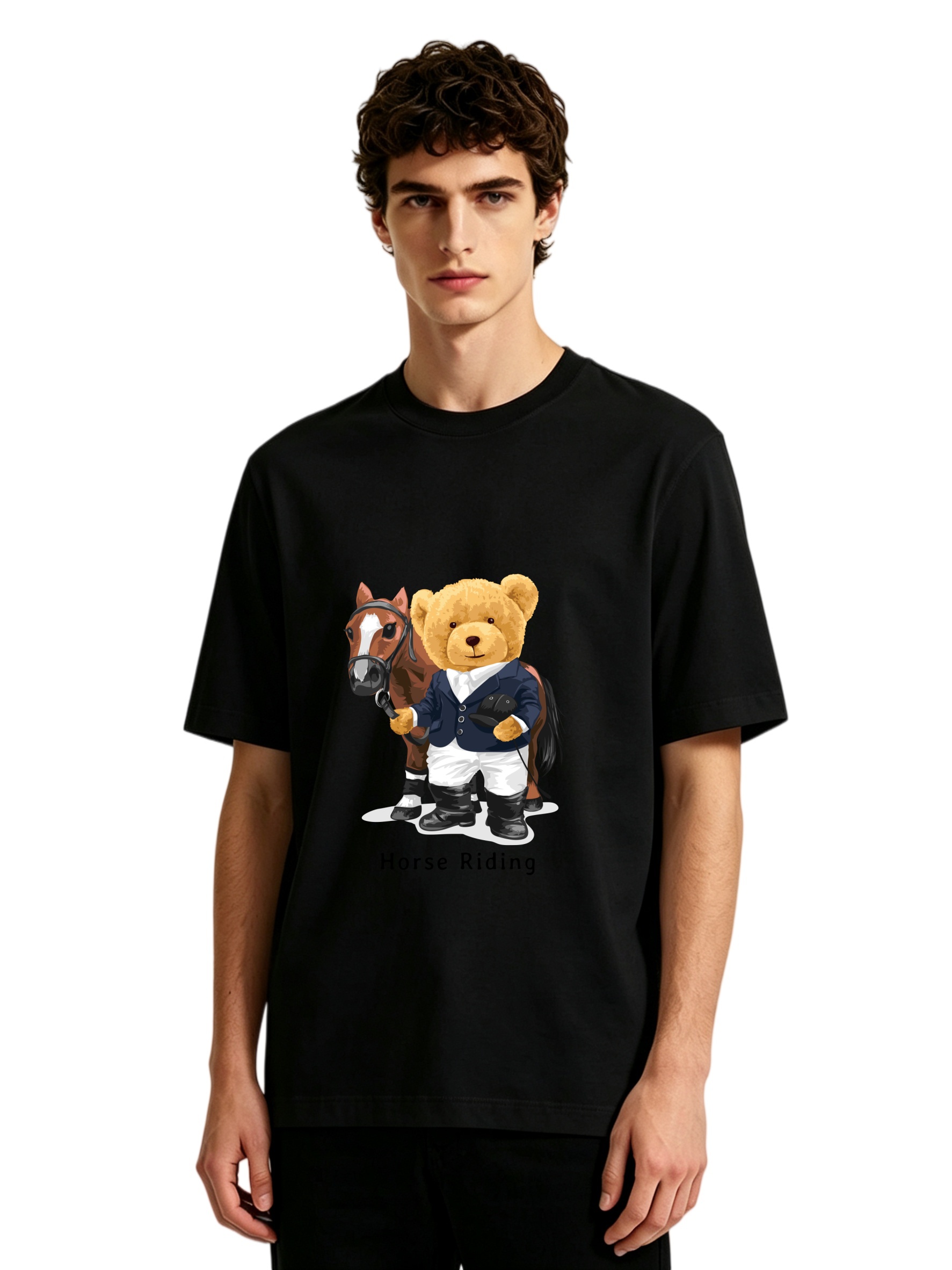 Men's Horse Riding Teddy Bear  - Polo Shirt Equestrian ulasan dan harga