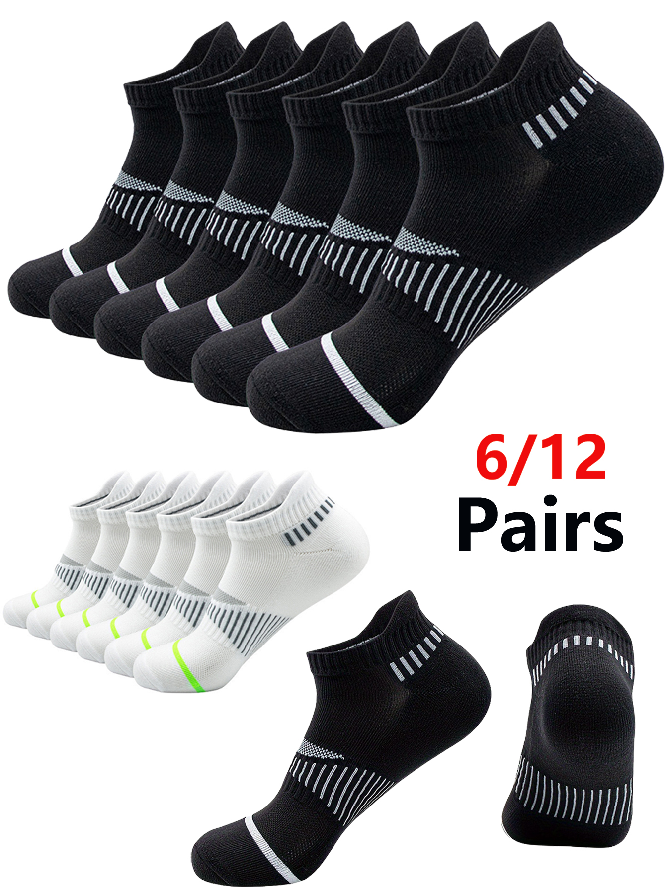 6/12Pairs Classic Crew White M - Outdoor Sports Activities ulasan dan harga