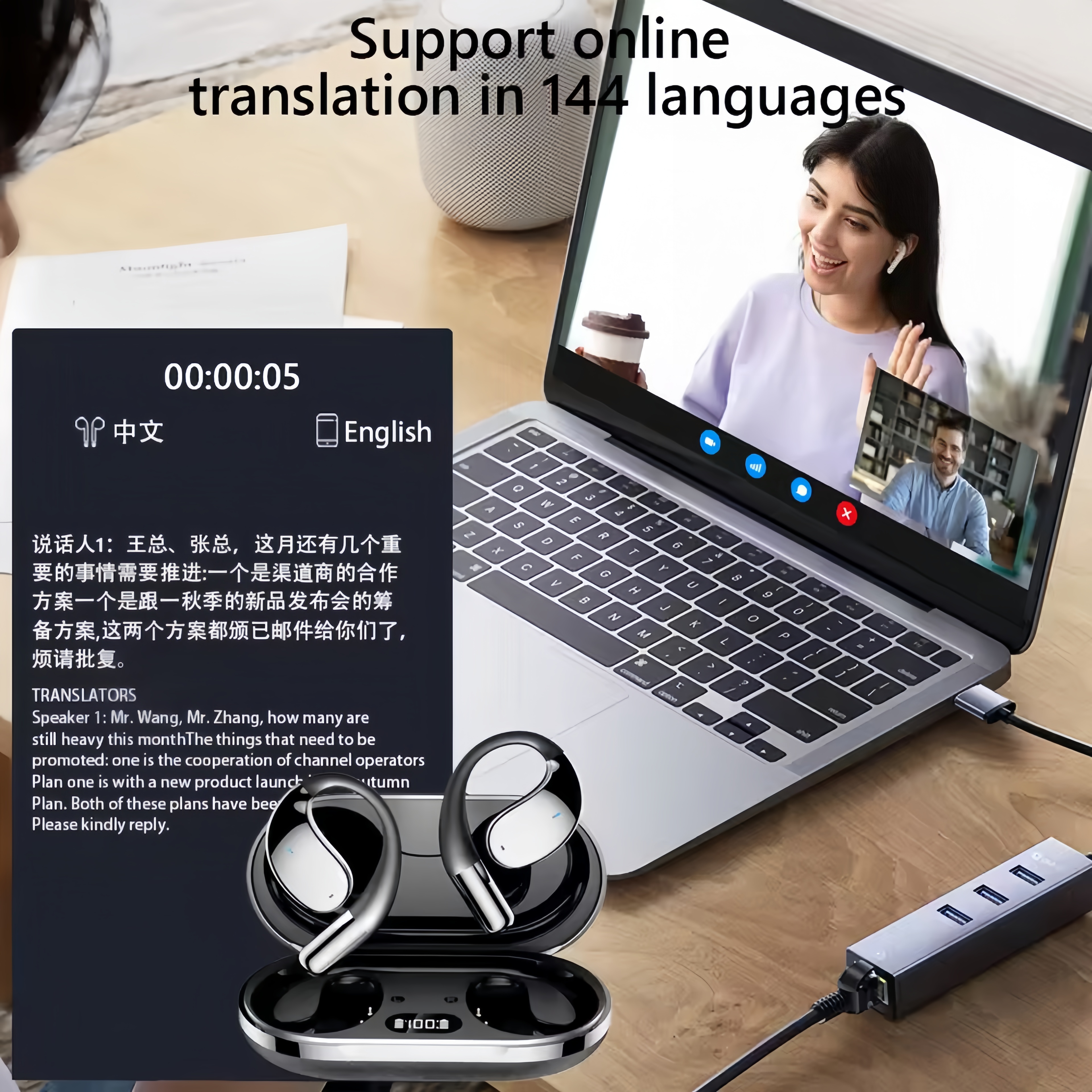 2026 New AI Translation Earbud - Outdoor Sport Is ulasan dan harga